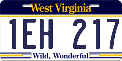 WV license plate 1EH217