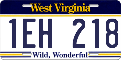 WV license plate 1EH218