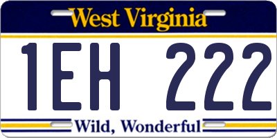 WV license plate 1EH222