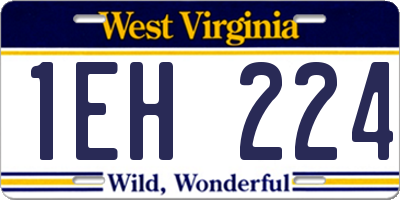WV license plate 1EH224