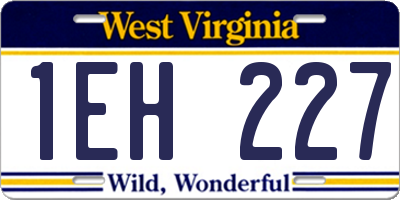 WV license plate 1EH227