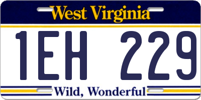 WV license plate 1EH229