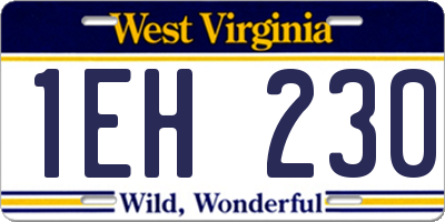 WV license plate 1EH230