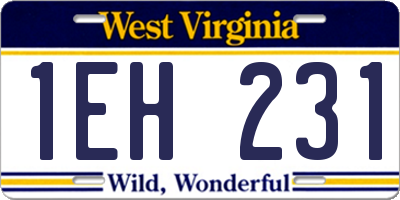 WV license plate 1EH231