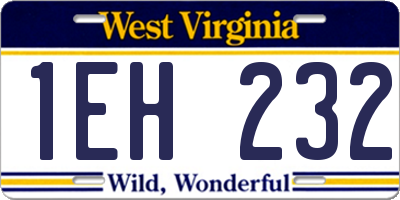 WV license plate 1EH232