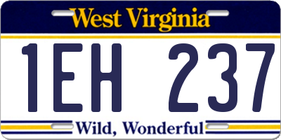 WV license plate 1EH237