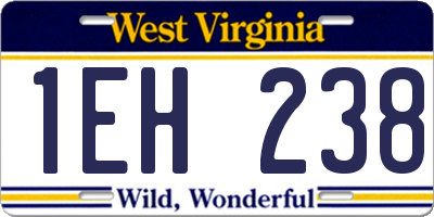 WV license plate 1EH238