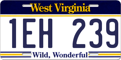 WV license plate 1EH239