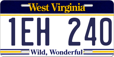 WV license plate 1EH240