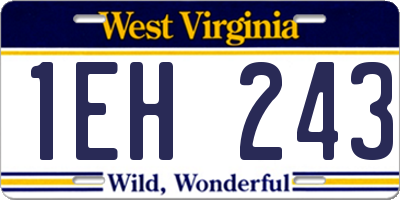 WV license plate 1EH243