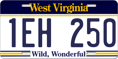 WV license plate 1EH250