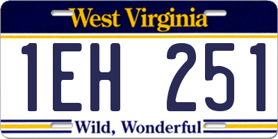 WV license plate 1EH251