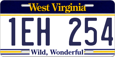 WV license plate 1EH254