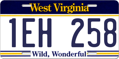WV license plate 1EH258