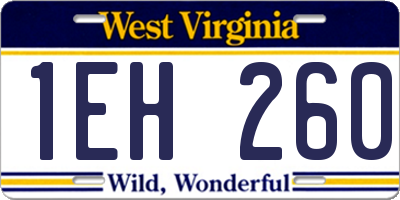 WV license plate 1EH260