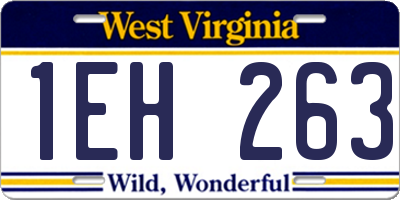 WV license plate 1EH263