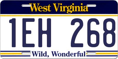 WV license plate 1EH268
