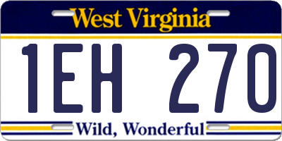 WV license plate 1EH270