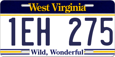 WV license plate 1EH275