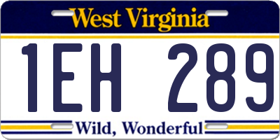 WV license plate 1EH289