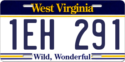WV license plate 1EH291