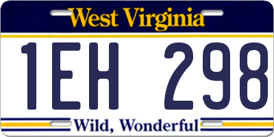 WV license plate 1EH298