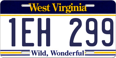 WV license plate 1EH299