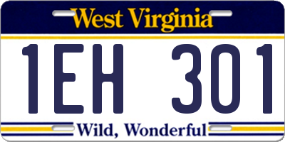 WV license plate 1EH301