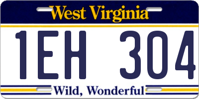 WV license plate 1EH304