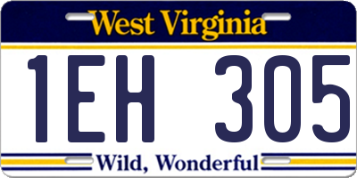 WV license plate 1EH305
