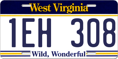 WV license plate 1EH308