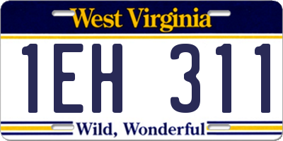 WV license plate 1EH311