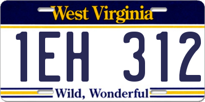 WV license plate 1EH312