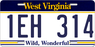 WV license plate 1EH314