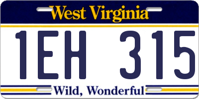 WV license plate 1EH315