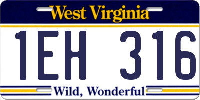 WV license plate 1EH316