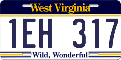 WV license plate 1EH317