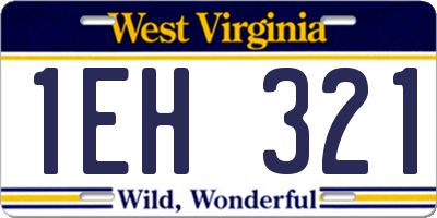 WV license plate 1EH321