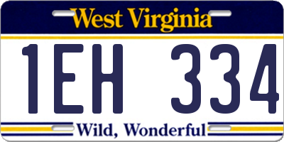 WV license plate 1EH334