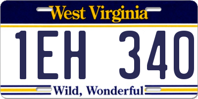 WV license plate 1EH340
