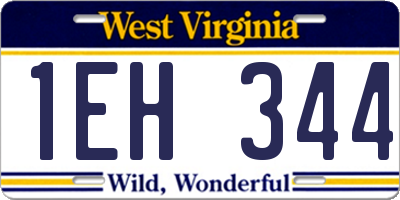 WV license plate 1EH344
