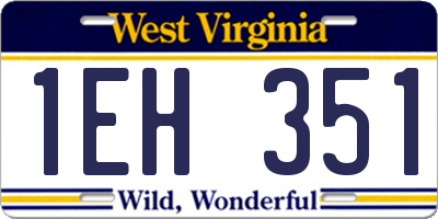 WV license plate 1EH351