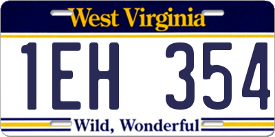 WV license plate 1EH354