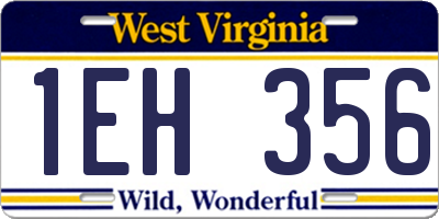 WV license plate 1EH356