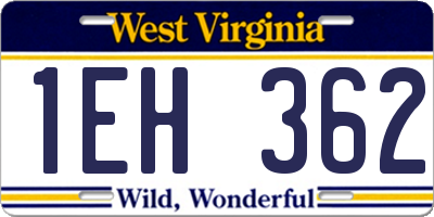 WV license plate 1EH362