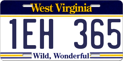 WV license plate 1EH365