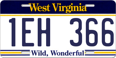 WV license plate 1EH366