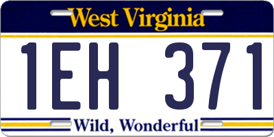 WV license plate 1EH371