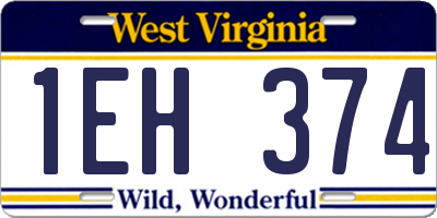 WV license plate 1EH374