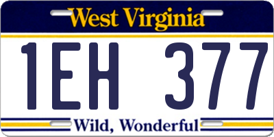 WV license plate 1EH377